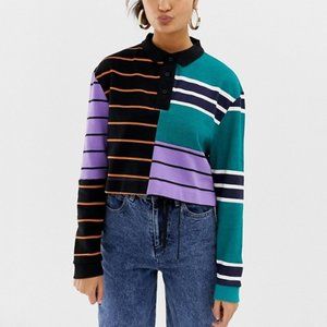 Colour Block - Cropped - Polo Top